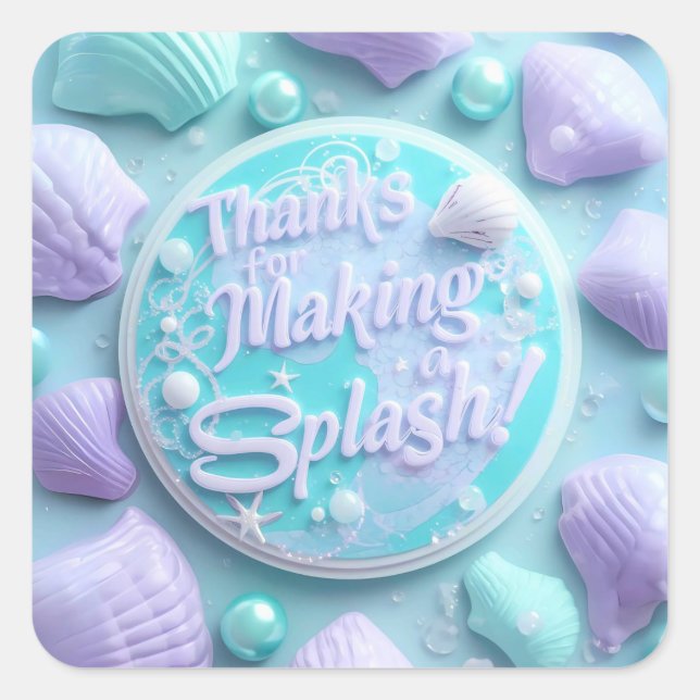 Modern Mermaid Birthday Stickers - Danke für Maki (Vorderseite)