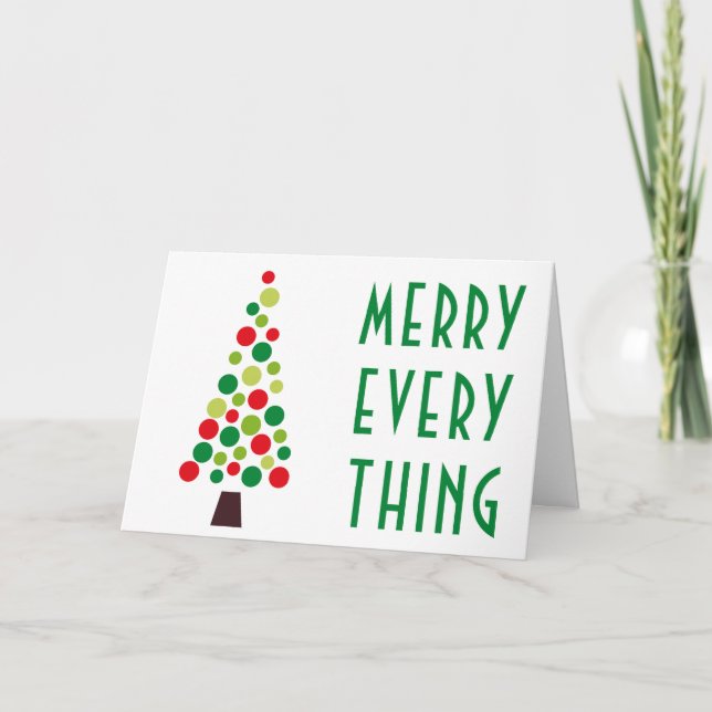Modern Merry Alles Feiertage Tree Weihnachten (Vorderseite)