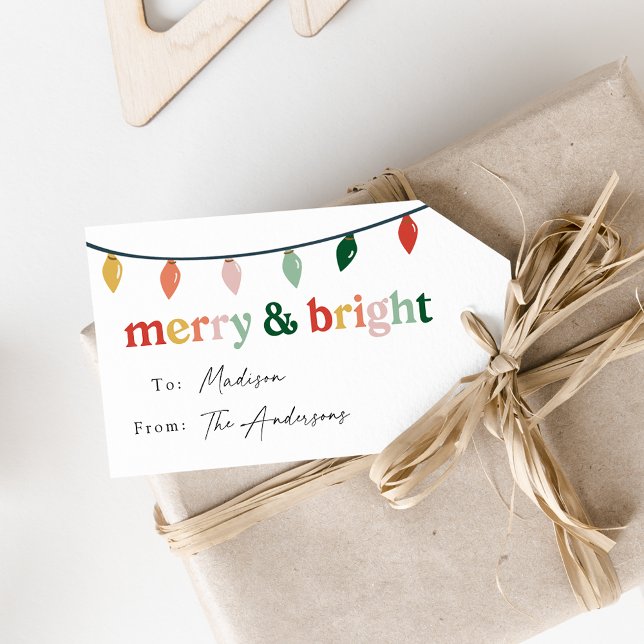 Modern Merry and Bright Holiday Geschenkanhänger (Von Creator hochgeladen)