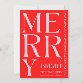 Modern Merry and Bright Red Pink 2025 Weihnachten