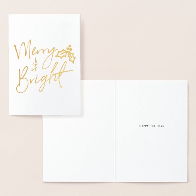 Modern Merry & Bright Christmas Folienkarte (Anzeige)