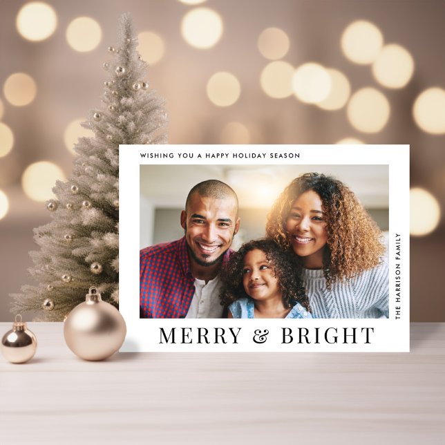 Modern Merry Bright Foto Weihnachten (Share the love and warmth of the season with your personalized photo Christmas card)