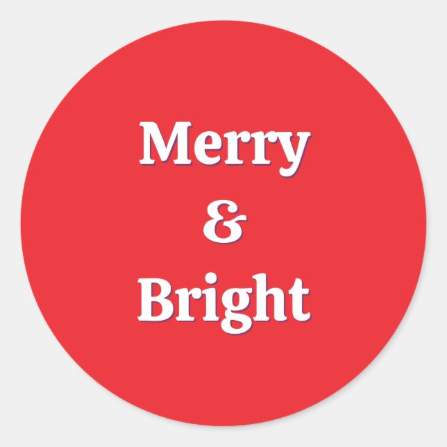 Modern Merry & Bright Pink Weihnachten Runder Aufkleber (Vorderseite)