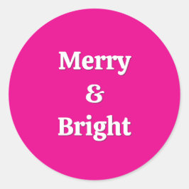 Modern Merry & Bright Pink Weihnachten Runder Aufkleber