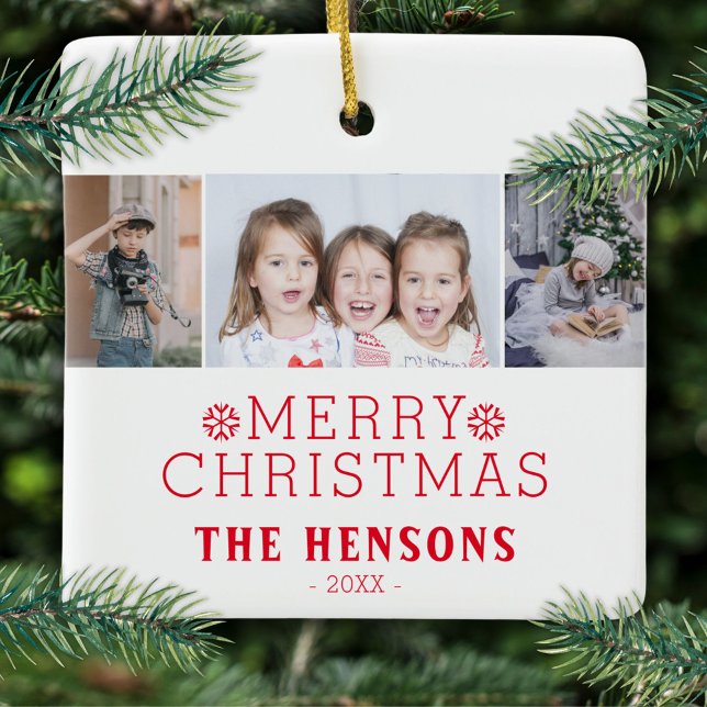 Modern Merry Christmas Family 3 Keramikornament (Von Creator hochgeladen)