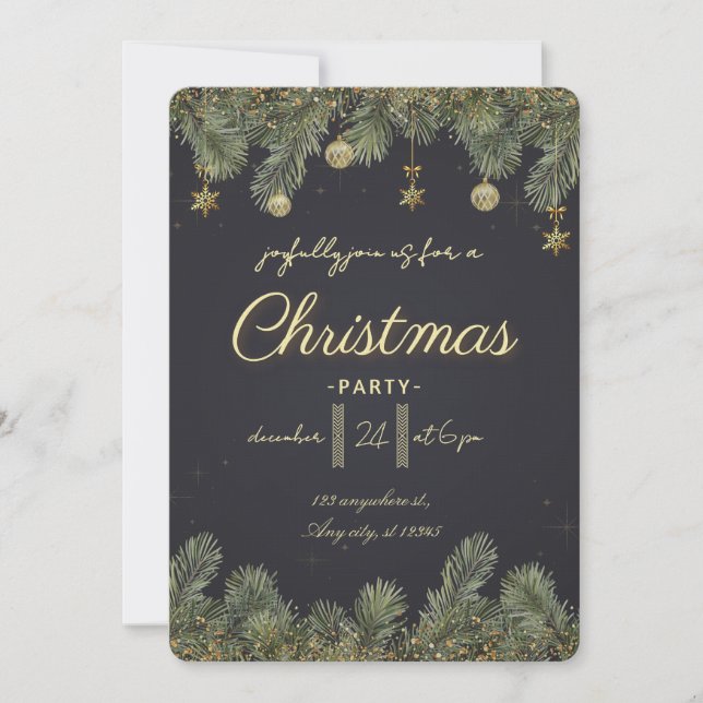 Modern Merry Christmas Party  Einladung (Vorderseite)