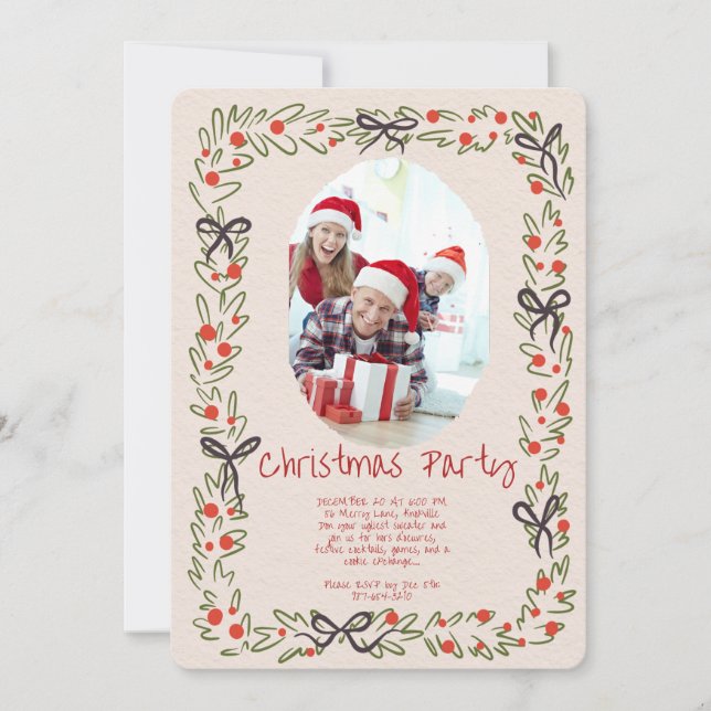 Modern Merry Christmas Party Invitation Einladung (Vorderseite)