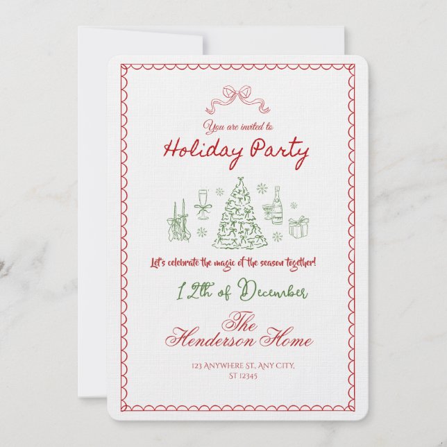 Modern Merry Christmas Party Invitation Einladung (Vorderseite)