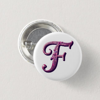 Modern Metallic Rosemaling Letter F, Pink/Purple Button