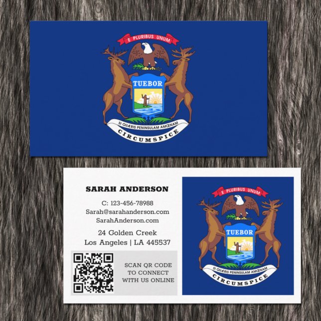 Modern Michigan Business Card, Flag / USA Visitenkarte (Von Creator hochgeladen)