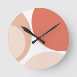 Modern Mid Century Abstract Geo Pastel Terracotta  Runde Wanduhr