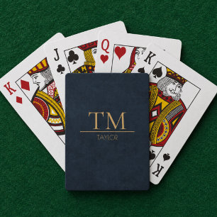 Modern Midnight Blue mit Gold Monogram Custom Spielkarten