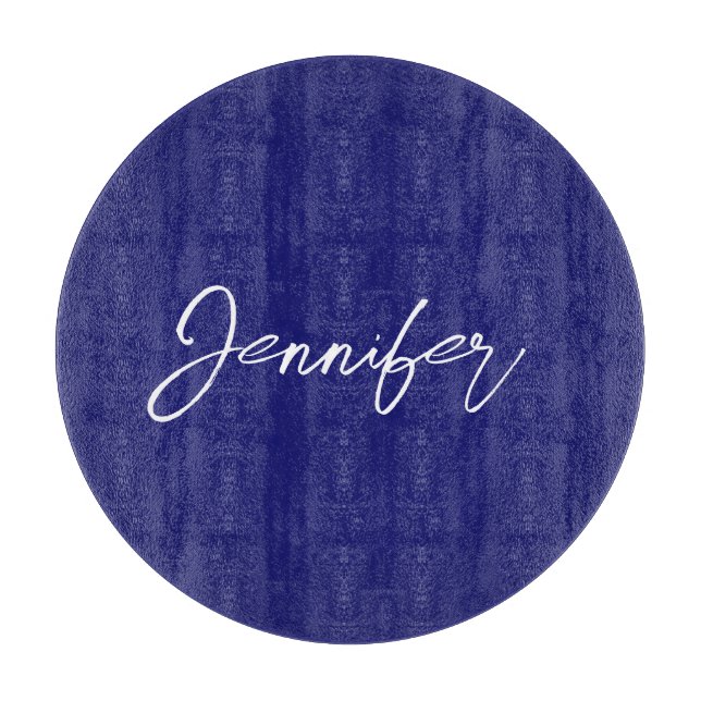Modern Midnight Blue Schlicht Unique Handwriting N Schneidebrett (Vorderseite)