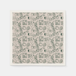 Modern Millennial Dad Doodle Pattern Father's Day Serviette