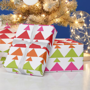 Modern Mini Christmas Trees Geometrisches Muster Geschenkpapier