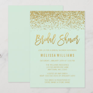Modern Mini Green Imitate Gold Glitzer Brautparty Einladung