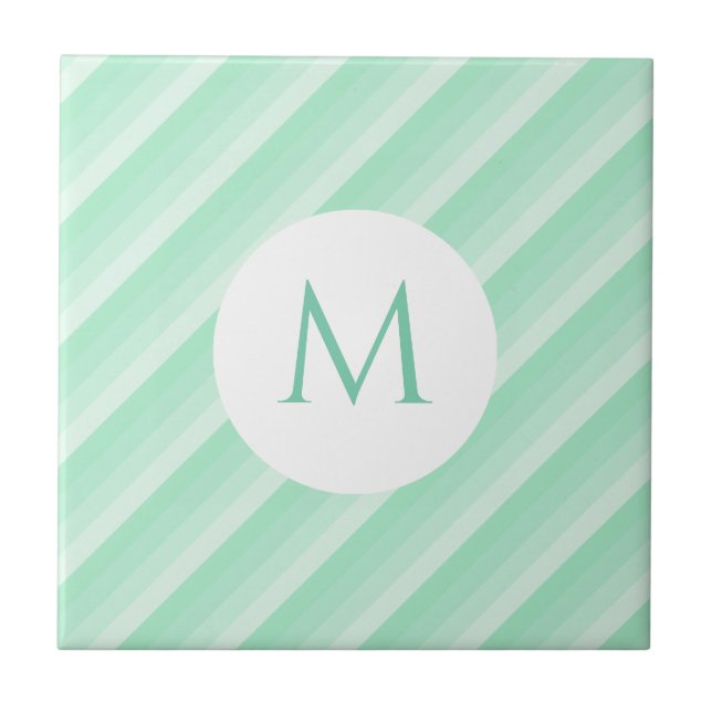 Modern Mini-Grünstreifen Monogramm Moderne Vorlage Fliese (Vorderseite)