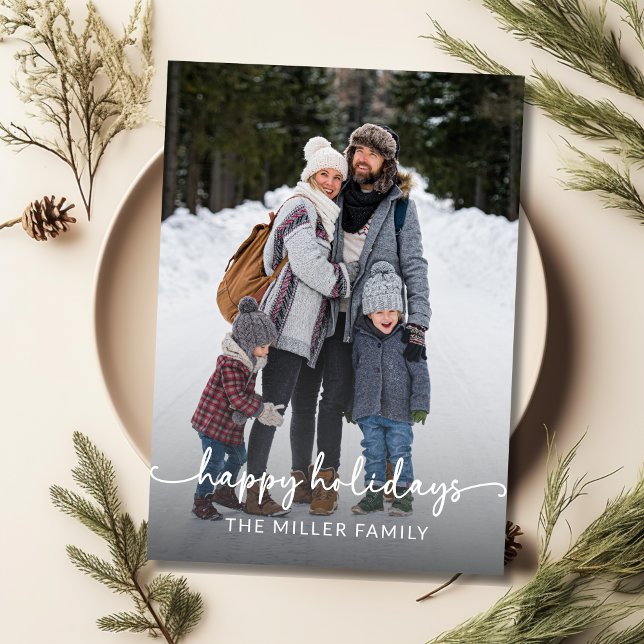 Modern Minimal 1 Foto Weihnachten Elegante Schrift (happy holidays, photo christmas card)