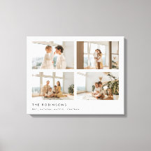 Modern Minimal 4 Photo Custom Family Name
