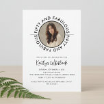 Modern Minimal 50 and Fabulous 50th Birthday Einladung<br><div class="desc">This modern and sleek invitation combines elegant script font and minimal typography around a custom photo of the birthday girl to celebrate 50 and fabulous in the best way ever. Edgy and trendy, this invitation is sure to leave an impact just like the birthday girl. Contact the designer for more...</div>