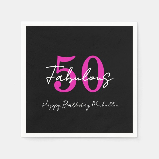 Modern Minimal 50 Fabulous 50th Birthday Party Serviette (Vorderseite)