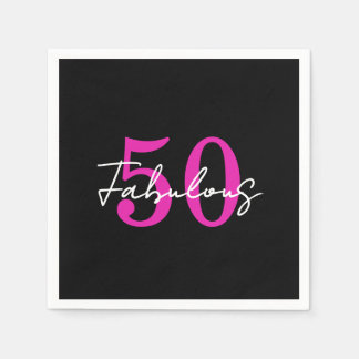 Modern Minimal 50 Fabulous 50th Birthday Party Serviette