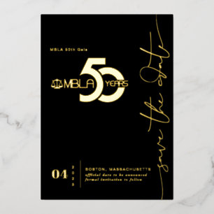 Modern Minimal 50. Gala Save-the-Date-Karte Folieneinladung