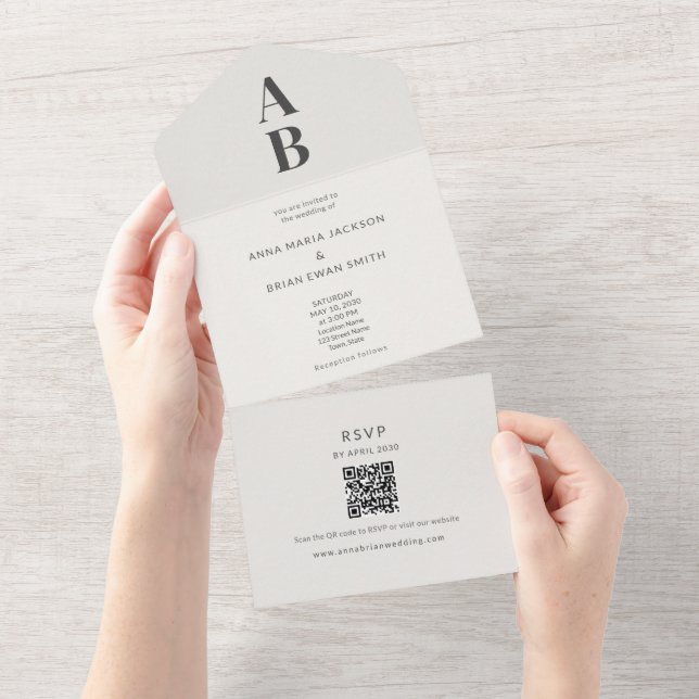 Modern Minimal All-in-One Wedding Invitation (Déchirure)