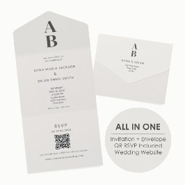 Modern Minimal All-in-One Wedding Invitation All In One Einladung