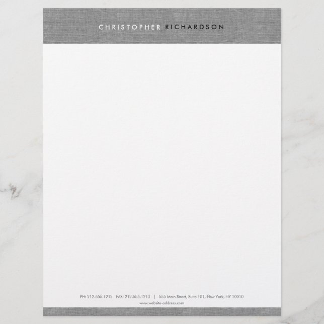 MODERN & MINIMAL auf GRAUEN LINEN Briefkopf (Vorderseite)