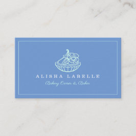 Modern & Minimal Bakery Blumenstrauß Logo Blau Visitenkarte