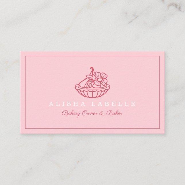 Modern & Minimal Bakery Blumenstrauß Logo Rosa Visitenkarte (Vorderseite)