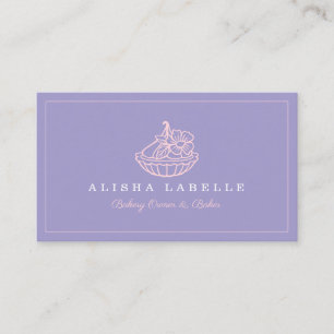 Modern & Minimal Bakery Floral Tart Logo Lila Visitenkarte