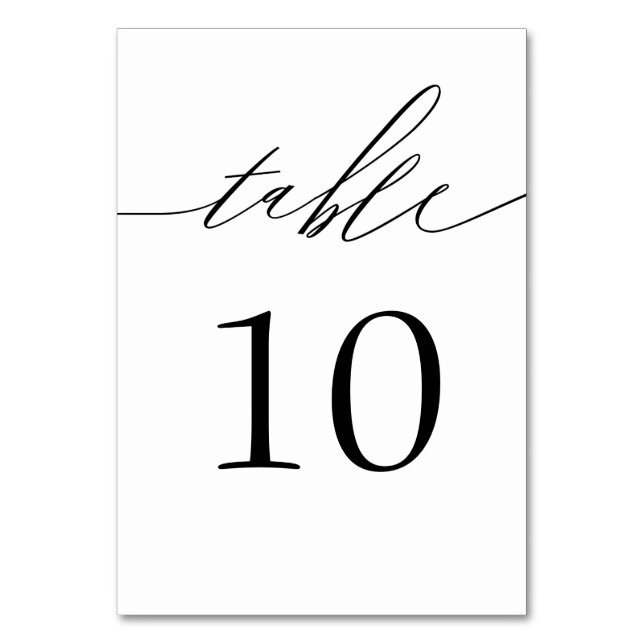 Modern minimal black and white table number tischnummer (Vorderseite)