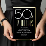 Modern Minimal Black Fifty & Fabulous Birthday Folieneinladung<br><div class="desc">Modern and chic, this Fifty and Fabulous birthday invitation combines classic black and white with accents of real gold foil. Its minimal design is a simple and fun way to celebrate the milestone birthday. This version of the card has a whimsical small polka dot back. Created by Simply Farmhouse Press....</div>