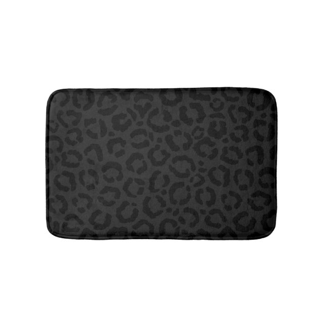 Modern Minimal Black Leopard Print Badematte (Vorderseite)