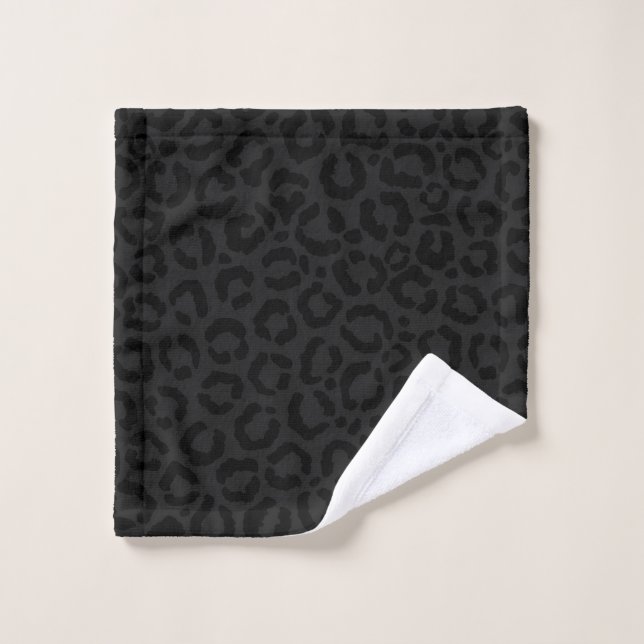 Modern Minimal Black Leopard Print Waschlappen (Waschlappen)