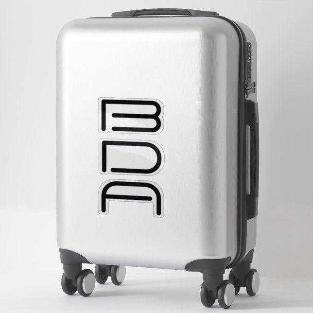 Modern Minimal Black Monogram Name Aufkleber (Koffer)