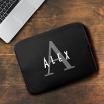 Modern Minimal Black & White Monogram Laptopschutzhülle<br><div class="desc">Modern design with a minimal monogram in black and white.</div>