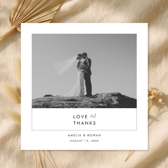 Modern Minimal Black & White Script Photo Wedding  Dankeskarte (Von Creator hochgeladen)