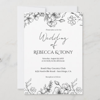Modern Minimal Black & White Wedding Invitation Einladung