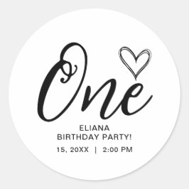 Modern Minimal Boho 1. Geburtstag Runder Aufkleber