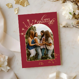 Modern Minimal Chic Red Typography Galentines Folien Feiertagskarte