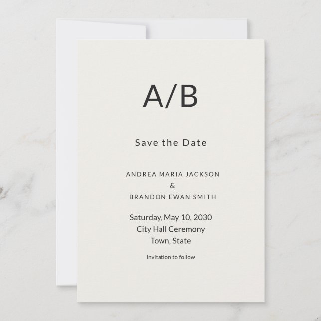 Modern Minimal City Hall Save the Date Card (Vorderseite)