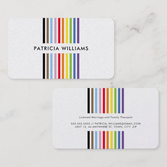 MODERN MINIMAL colorful stripe rainbow pride LGBTQ Visitenkarte (Vorne/Hinten)