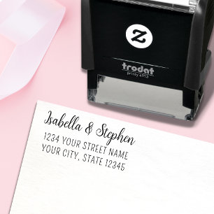 Modern Minimal Couple Wedding Return Address  Permastempel