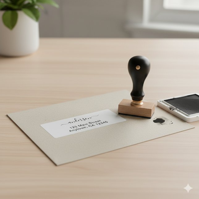 Modern Minimal Custom Address Wood Stamp Design Gummistempel (Von Creator hochgeladen)