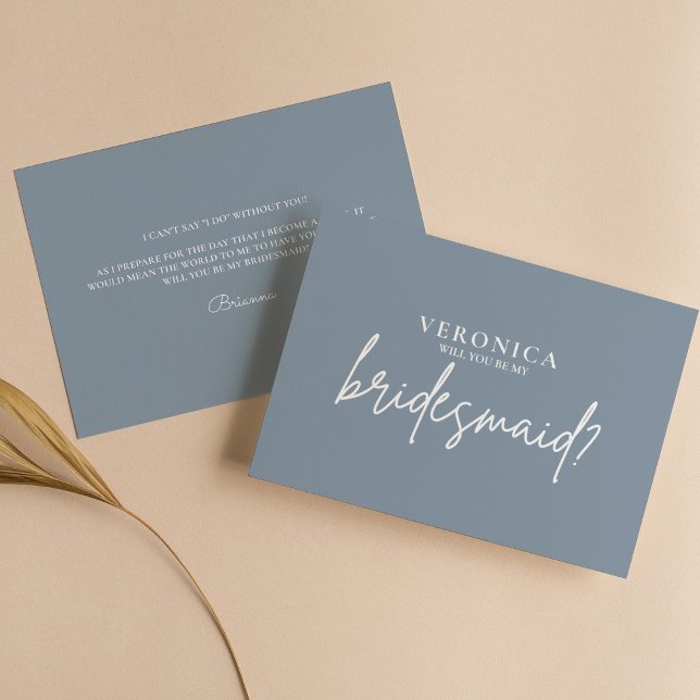 Modern Minimal Dusty Blue Bridesmaid Vorschlag Car (Von Creator hochgeladen)