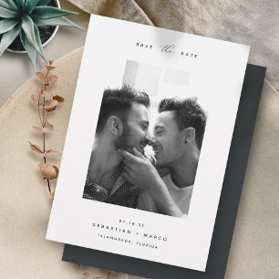 Modern Minimal   Einfache elegante vertikale Foto Save The Date