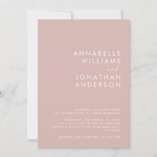 Modern Minimal einfache rosa Wedding Details QR Co Einladung